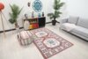 4x7 White Red Blue Vintage Rug, Antique Area Rug, 4x7 Oushak Runner, Bohemian Rug, Handmade Wool Rug, Turkish Wool Rug, Kitchen Cotton Rug - Görsel 3
