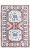 4x7 White Red Blue Vintage Rug