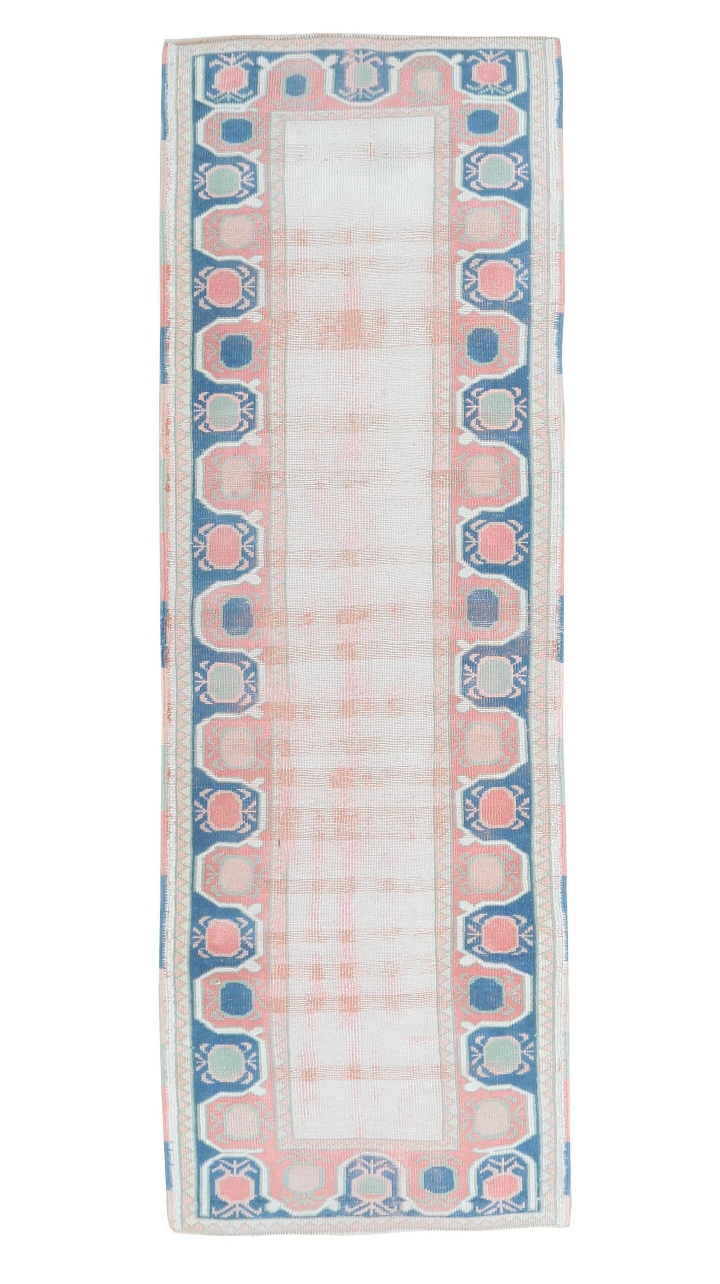 3x9 Pink Blue Vintage Rug