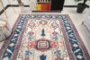 7x10 Oushak Blue Red Pink Rug , 7x10 Oversize Turkish Runner, Bohemian Runner, Handmade Wool Rug, Dining Rug, Living Room Rug, Saalon Rug - Görsel 7