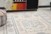 6x8 Beige Blue Pink Turkish Rug, 6x8 Oushak Area Rug,  Handmade Rug, 6x8 Oversized Rug, Patterned Vintage Rug, Kitchen Rug, Living Room Rug - Görsel 4