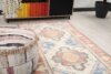 3x8 Orange White Blue Vintage Runner, 3x8 Oushak Runner, Bohemian Runner,3x8 Handmade Rug, Antique Rug, Kitchen Runner, Hallway Wool Runner - Görsel 4