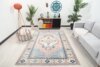 6x9 Pink Blue Turkish Rug, 6x9 Oushak Area Rug, Vintage Handmade Rug, Boho Wool Rug, Vintage Rug, Kitchen Rug, Living Room Rug, Antique Rug - Görsel 4