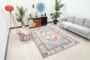 6x9 Pink Blue Turkish Rug, 6x9 Oushak Area Rug, Vintage Handmade Rug, Boho Wool Rug, Vintage Rug, Kitchen Rug, Living Room Rug, Antique Rug - Görsel 2