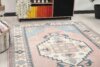 6x9 Pink Blue Turkish Rug, 6x9 Oushak Area Rug, Vintage Handmade Rug, Boho Wool Rug, Vintage Rug, Kitchen Rug, Living Room Rug, Antique Rug - Görsel 3