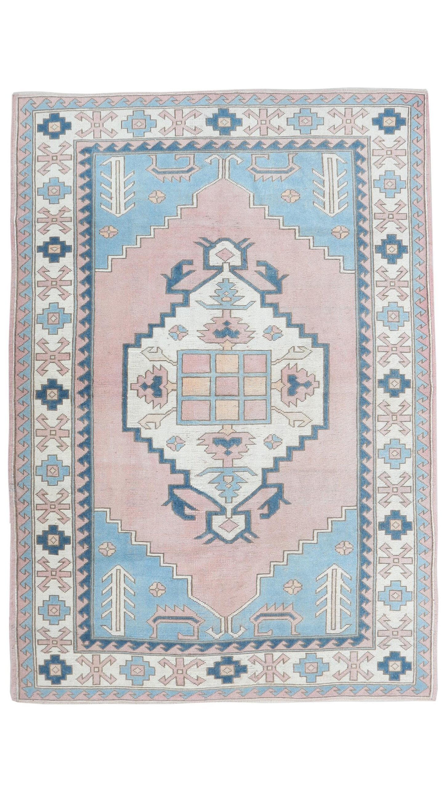 6x9 Pink Blue Turkish Rug