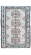 4x6 White Pink Blue Turkish Rug