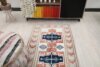 3x9 White Red Blue Vintage Rug, 3x9 Oushak Runner, Bohemian Runner, Handmade Rug, Antique Rug, Vintage Rug, Kitchen Runner, Hallway Runner - Görsel 6