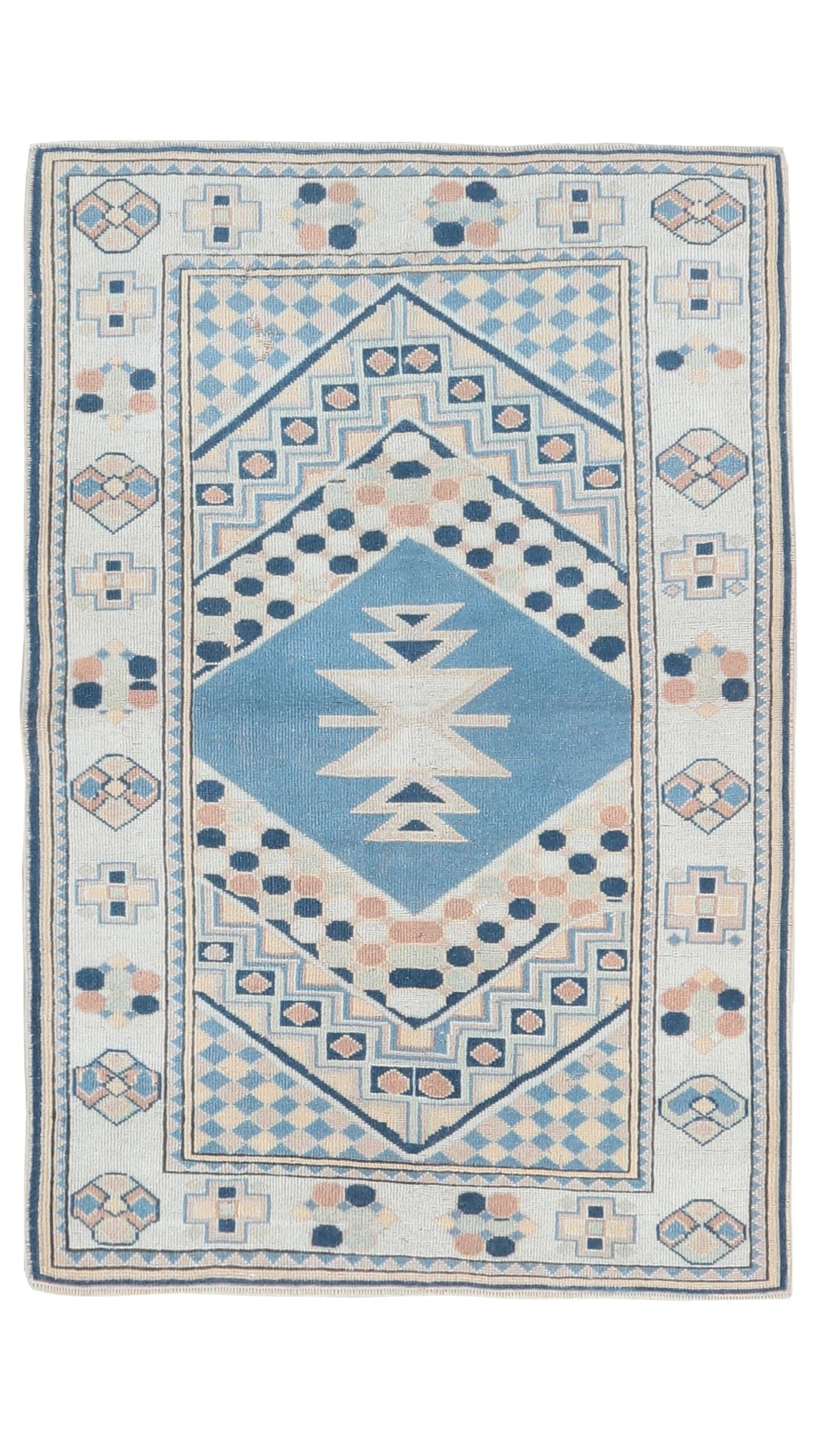 4x6 Beige Blue Turkish Rug