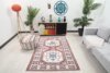 4x7 White Red Blue Vintage Rug, Antique Area Rug, 4x7 Oushak Runner, Bohemian Rug, Handmade Wool Rug, Turkish Wool Rug, Kitchen Cotton Rug - Görsel 2