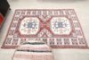 4x7 White Red Blue Vintage Rug, Antique Area Rug, 4x7 Oushak Runner, Bohemian Rug, Handmade Wool Rug, Turkish Wool Rug, Kitchen Cotton Rug - Görsel 9