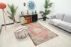 4x6 Pink Green Turkish Rug, 4x6 Handwoven Wool Rug, 4x6 Oushak Runner, Handmade Rug, Living Room Rug, Vintage Rug, Kitchen Rug, Neutral Rug - Görsel 3