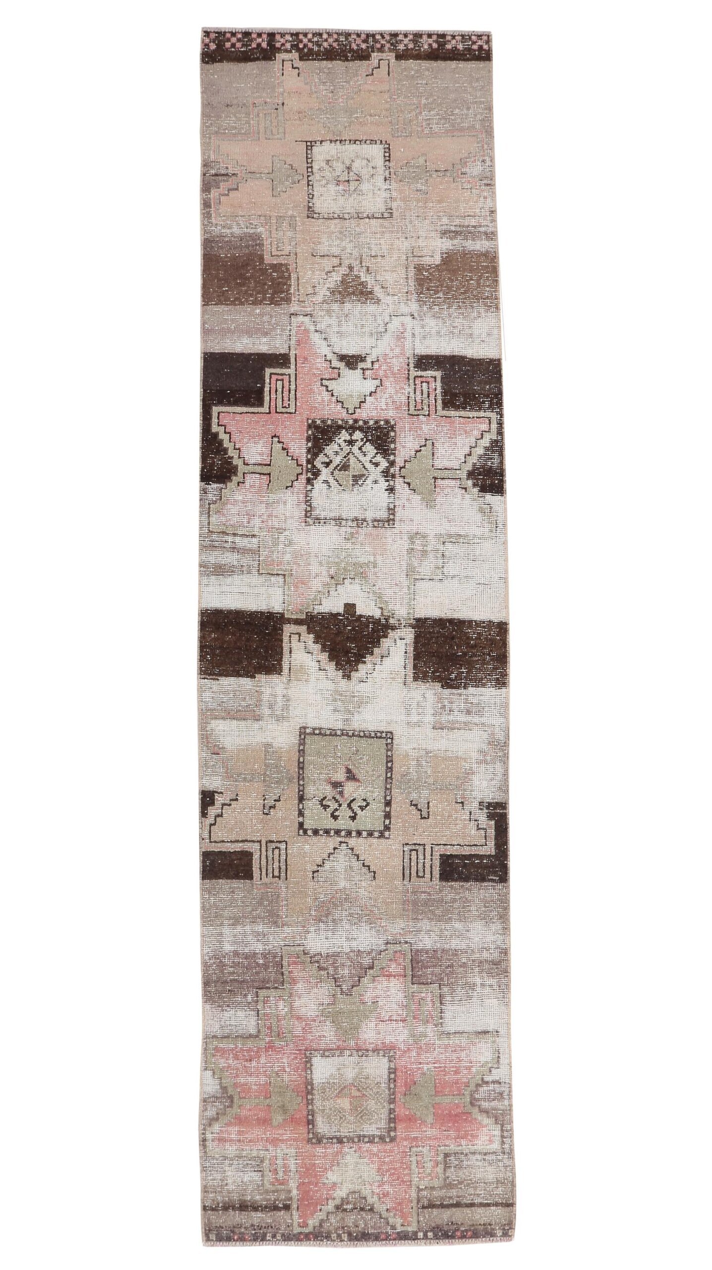 3x12 Pink Beige Brown Runner