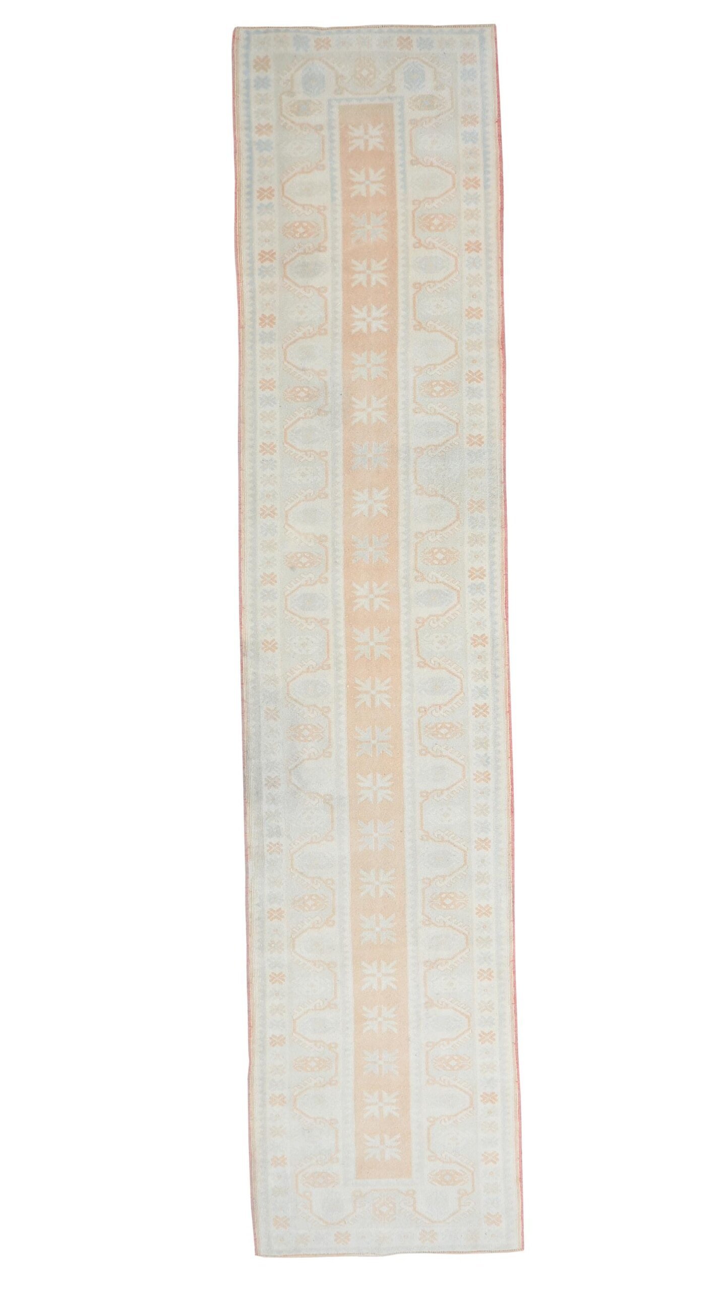 3x14 Beige Orange Blue Turkish Rug