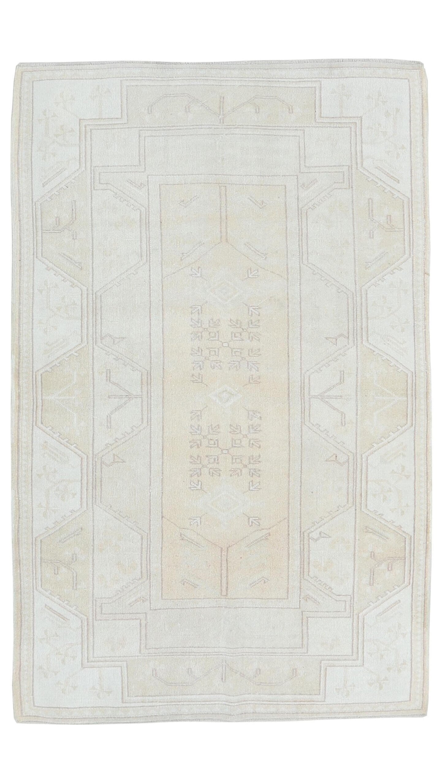 4x7 Beige Turkish Vintage Area Rug