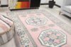 6x8 Pink Blue Turkish Rug, 6x8 Oushak Area Rug, Handmade Wool Rug, 6x8 Oversized Rug, Patterned Vintage Rug, Kitchen Rug, Living Room Rug - Görsel 5