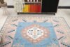 6x9 Blue Pink Turkish Rug, 6x9 Oushak Area Rug, Vintage Handmade Rug, Boho Rug, Vintage Wool Rug, Kitchen Rug, Living Room Rug, Antique Rug - Görsel 7