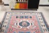 6x9 Pink Blue Turkish Rug, 6x9 Oushak Area Rug, Vintage Handmade Rug, Boho Wool Rug, Vintage Rug, Kitchen Rug, Living Room Rug, Antique Rug - Görsel 7