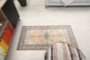 2x5 Yellow Gray Pink Turkish Rug, 2x5 Handwoven Small Rug, 2x5 Oushak Rug, Small Soft Rug, Vintage Rug, Neutral Wool Rug, Decorative Rug - Görsel 9