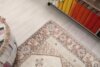 3x6 Beige Floral Turkish Rug, 3x6 Oushak Rug, 3x6 Vintage Small Rug, Corridor Runner, Kitchen Rug, 3x6 Bedroom Rug, Home Decor, Wool Rug - Görsel 8