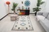 4x7 Beige Brown Blue Vintage Rug, Antique Area Rug, 4x7 Oushak Runner, Bohemian Rug, Handmade Wool Rug, Turkish Wool Rug, Kitchen Cotton Rug - Görsel 2