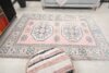 6x8 Pink Blue Turkish Rug, 6x8 Oushak Area Rug, Handmade Wool Rug, 6x8 Oversized Rug, Patterned Vintage Rug, Kitchen Rug, Living Room Rug - Görsel 9