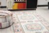 4x7 Pink Blue Handwoven Rug, Bedroom Area Rug, 4x7 Oushak Runner, Bohemian Wool Rug, Vintage Wool Rug, Antique Rug, Colorful Rug,Kitchen Rug - Görsel 4