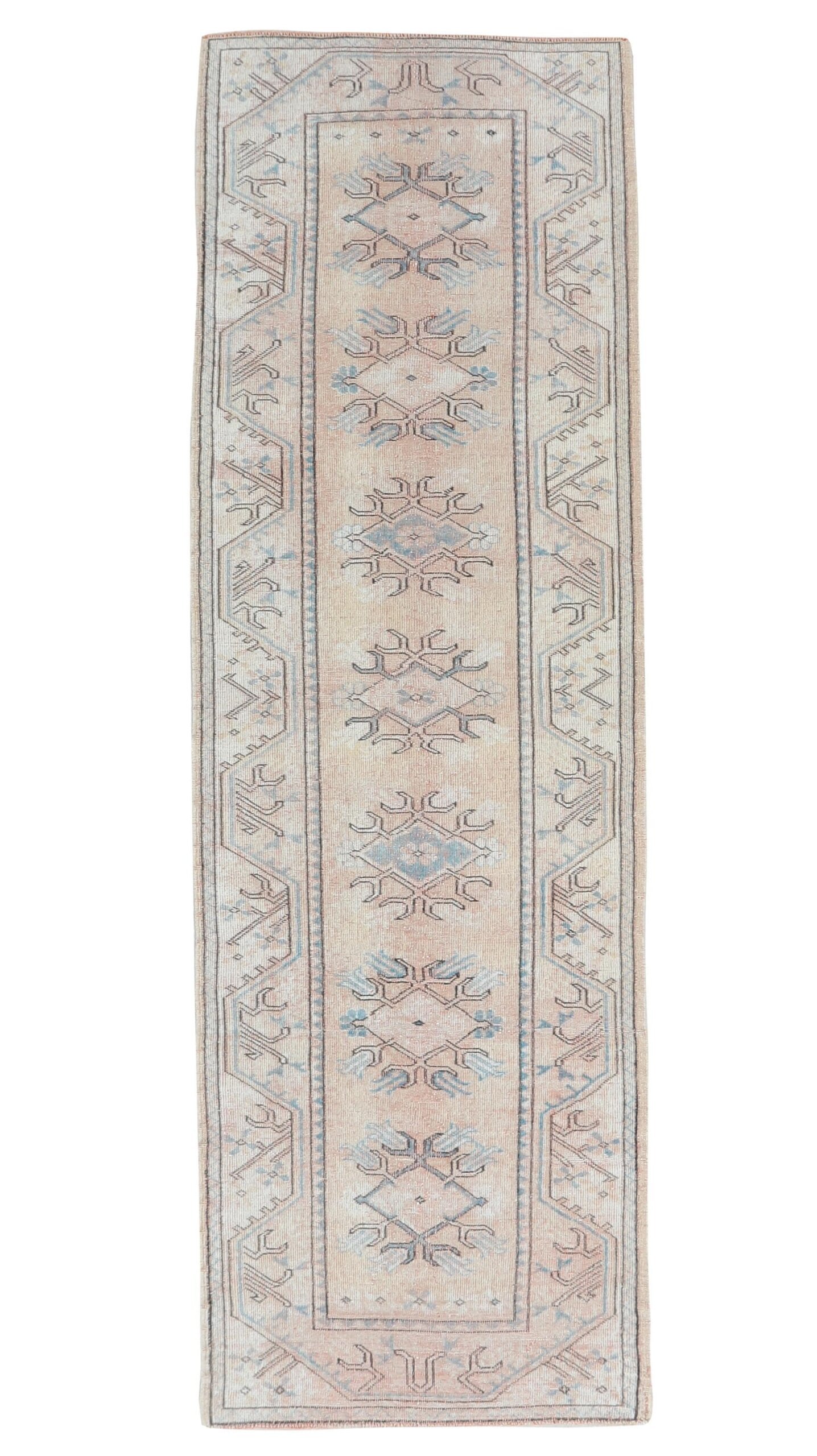 3x9 Pink Blue Vintage Rug