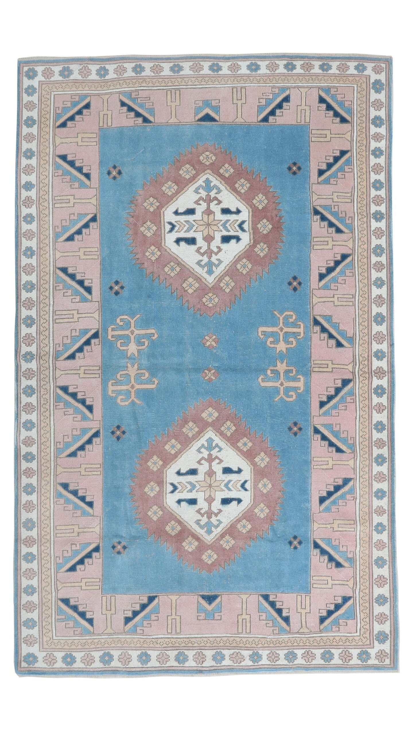 6x9 Blue Pink Turkish Rug
