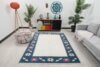 5x7 Beige Blue Red Turkish Rug, 5x7 Handmade Oushak Runner, Bohemian Rug, Handmade Wool Rug, Antique Wool Area Rug, Vintage Rug, Kitchen Rug - Görsel 2