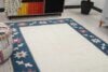 5x7 Beige Blue Red Turkish Rug, 5x7 Handmade Oushak Runner, Bohemian Rug, Handmade Wool Rug, Antique Wool Area Rug, Vintage Rug, Kitchen Rug - Görsel 4