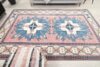 7x10 Pink Blue Turkish Rug, 7x10 Oversize Oushak Runner, Bohemian Wool Runner, Handmade Wool Rug, Floor Area Rug, Bedroom Rug, Kitchen Rug - Görsel 9