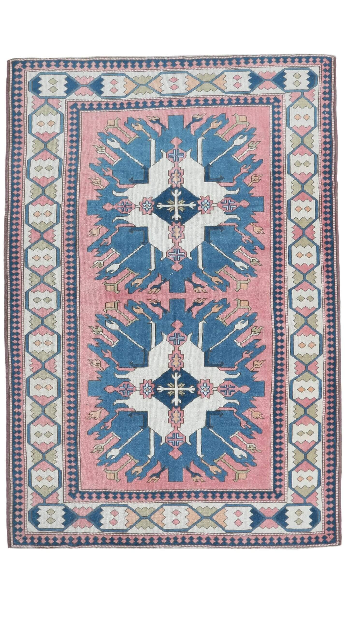7x10 Pink Blue Turkish Rug