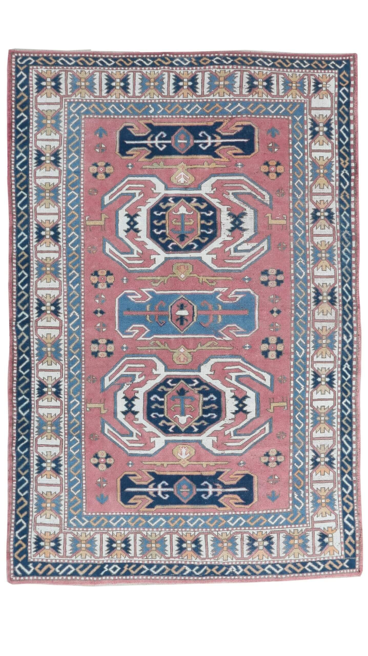 6x9 Pink Blue Turkish Rug