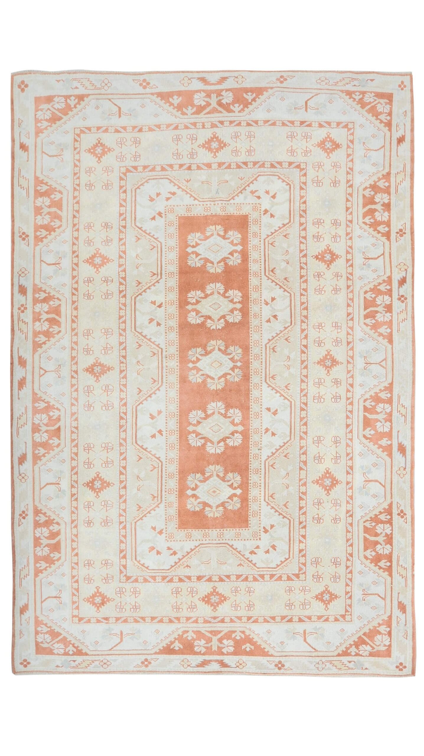 7x9 Beige Orange Turkish Rug