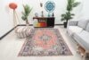 5x8 Turkish Red Blue Rug, 5x8 Handmade Area Rug, Oushak Runner, Bohemian Rug, Antique Rug, Bedroom Rug, Vintage Rug, Kitchen Livingroom Rug - Görsel 2