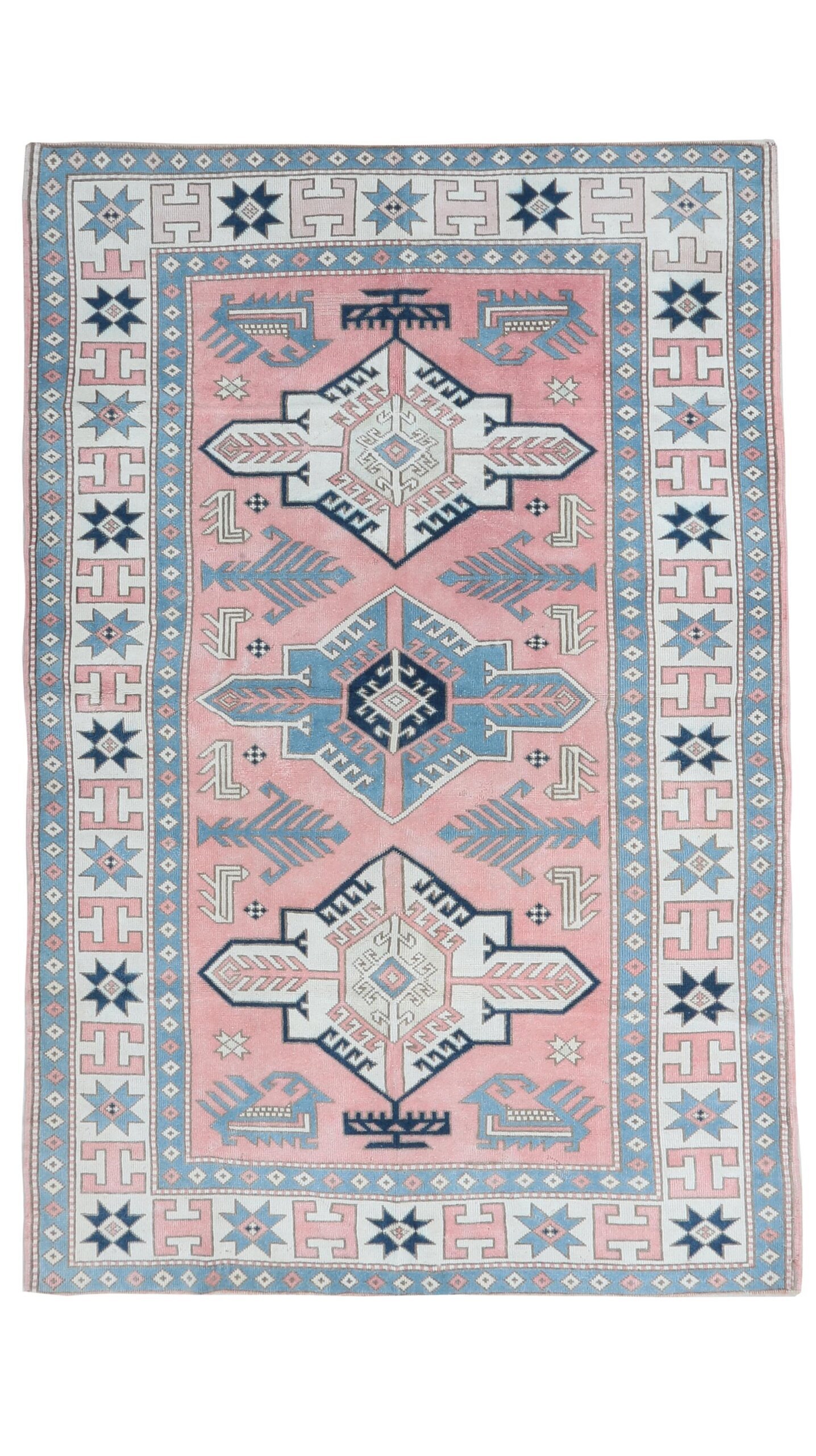 5x8 Turkish Pink Blue Rug