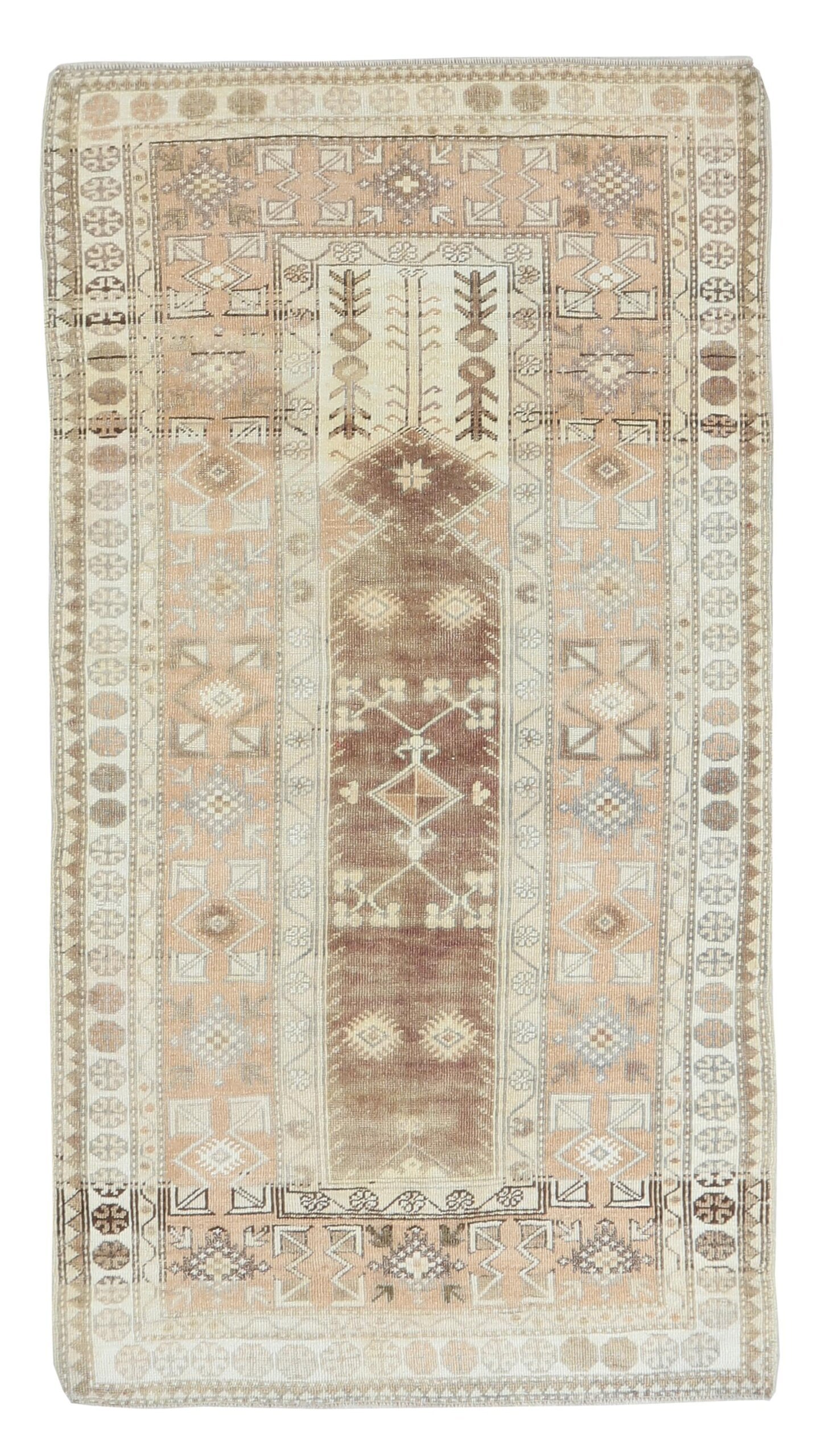 4x7 Beige Orange Brown Vintage Rug