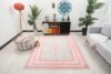 6x7 Blue Pink Turkish Rug, 6x7 Handmade Oushak Runner, Bohemian Rug, Handmade Wool Rug, Antique Wool Area Rug, Vintage Old Rug, Kitchen Rug - Görsel 2