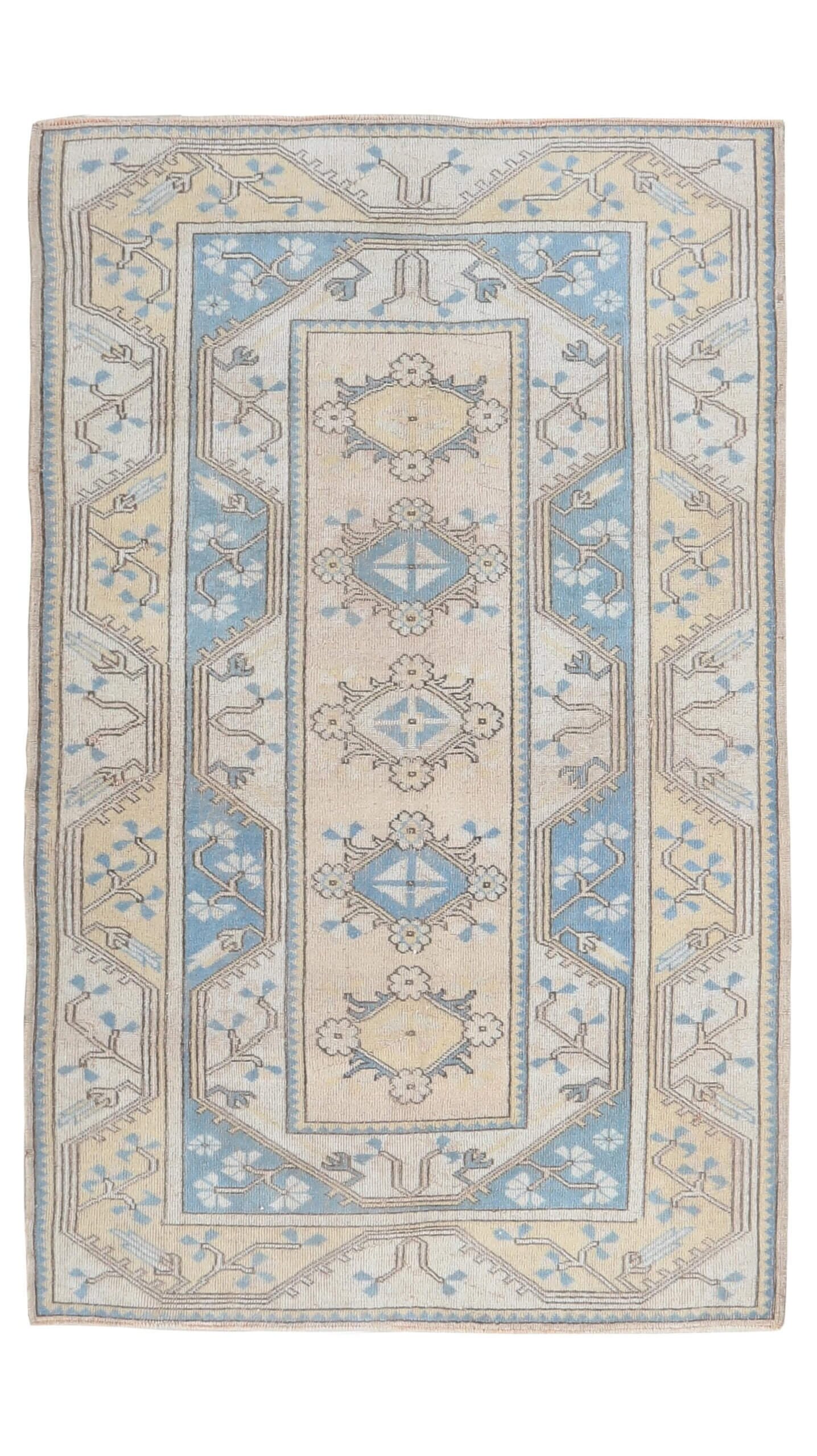 4x7 Pink Blue Vintage Rug