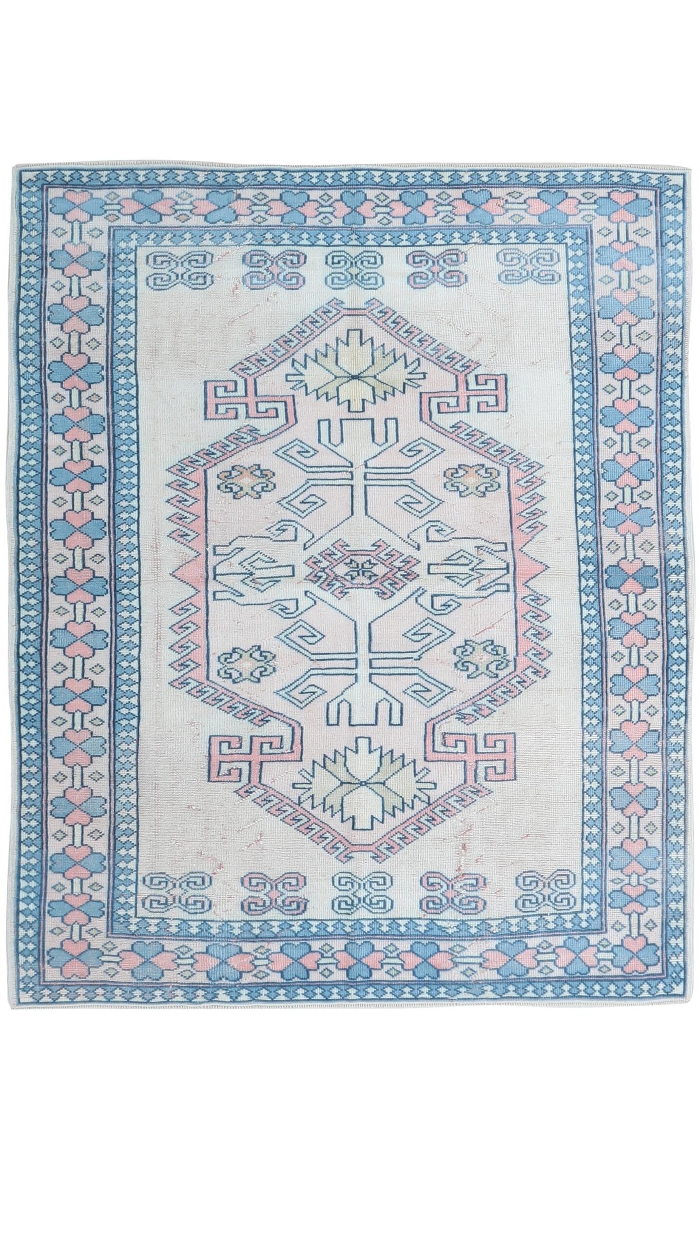 5x7 Beige Pink Blue Turkish Rug