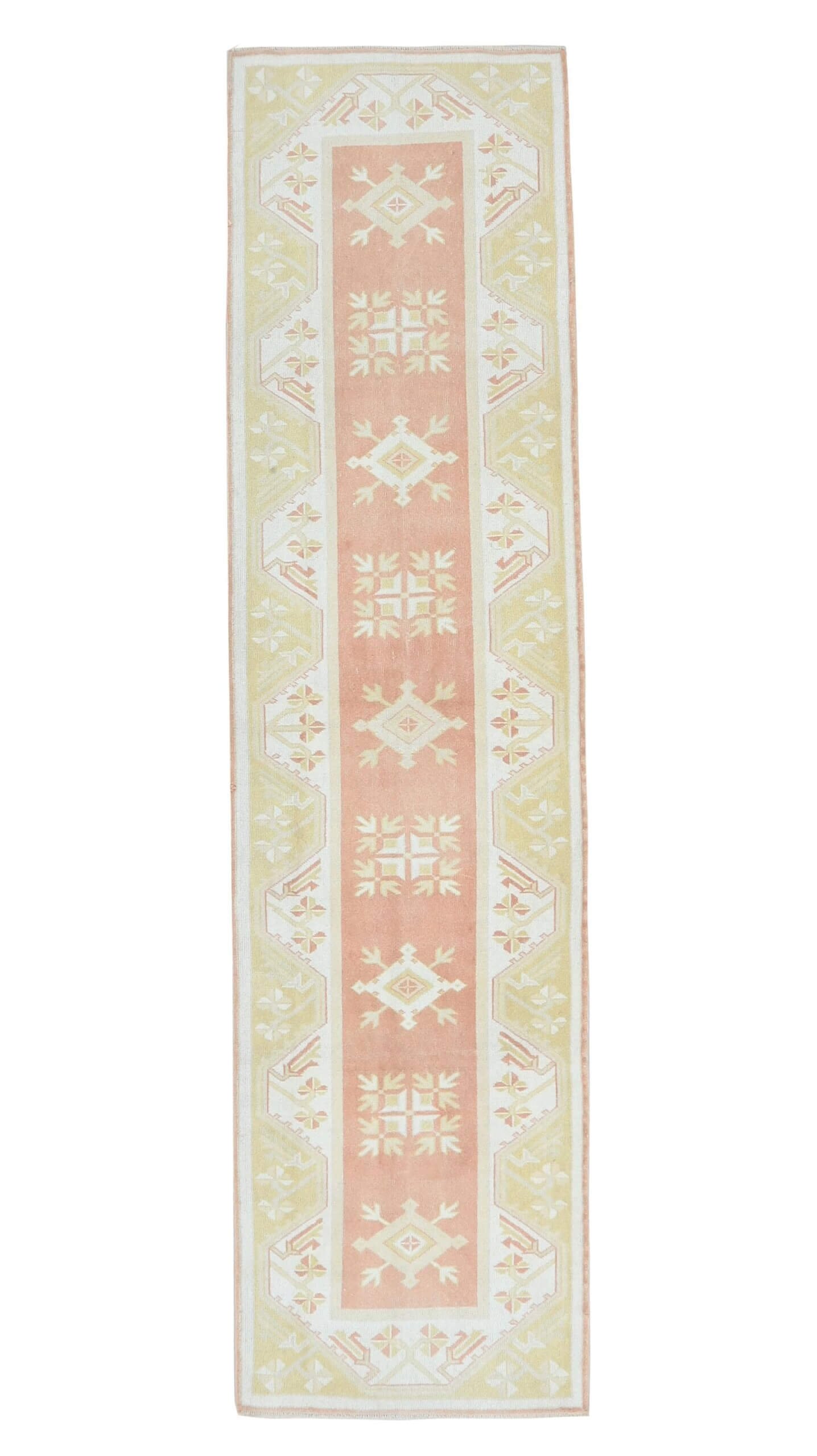 3x9 Pink Yellow Vintage Rug