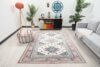 6x8 Pink Blue Turkish Rug, 6x8 Oushak Area Rug, Handmade Wool Rug, 6x8 Oversized Rug, Patterned Vintage Rug, Kitchen Rug, Living Room Rug - Görsel 2