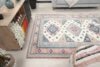 6x8 Pink Blue Turkish Rug, 6x8 Oushak Area Rug, Handmade Wool Rug, 6x8 Oversized Rug, Patterned Vintage Rug, Kitchen Rug, Living Room Rug - Görsel 9