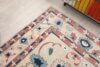 5x7 Beige Pink Blue Turkish Rug, 5x7 Oushak Wool Rug, Handmade Rug, 5x7 Large Area Rug, Patterned Vintage Rug, Kitchen Rug, Living Room Rug - Görsel 8