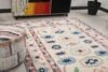 5x7 Beige Pink Blue Turkish Rug, 5x7 Oushak Wool Rug, Handmade Rug, 5x7 Large Area Rug, Patterned Vintage Rug, Kitchen Rug, Living Room Rug - Görsel 4