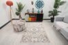 4x7 Beige Black Vintage Rug, Floral Handwoven Wool Rug, 4x7 Oushak Runner, Bohemian Rug, Handmade Rug, Livingroom Rug, Kitchen Bedroom Rug - Görsel 2