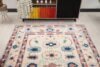 5x7 Beige Pink Blue Turkish Rug, 5x7 Oushak Wool Rug, Handmade Rug, 5x7 Large Area Rug, Patterned Vintage Rug, Kitchen Rug, Living Room Rug - Görsel 7