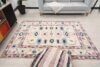 5x7 Beige Pink Blue Turkish Rug, 5x7 Oushak Wool Rug, Handmade Rug, 5x7 Large Area Rug, Patterned Vintage Rug, Kitchen Rug, Living Room Rug - Görsel 9