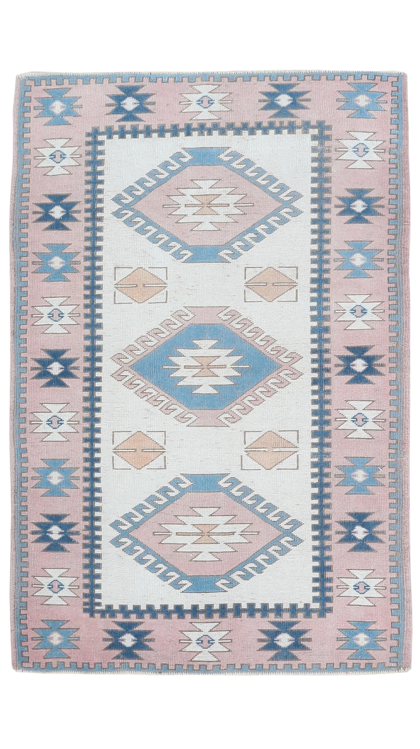 4x6 Beige Pink Blue Oushak Rug